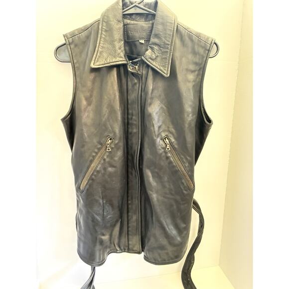 John Michael Designer Black 100% Soft Leather Woman's Vest Size XS - Picture 2 of 16